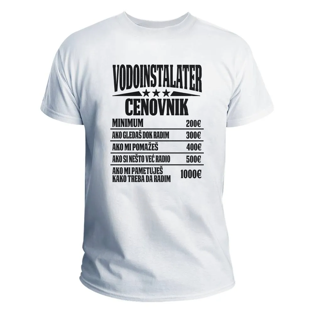 Vodoinstalater cenovnik majica