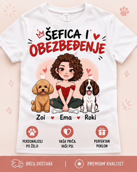 Personalizovana majica - devojka i njeni ljubimci