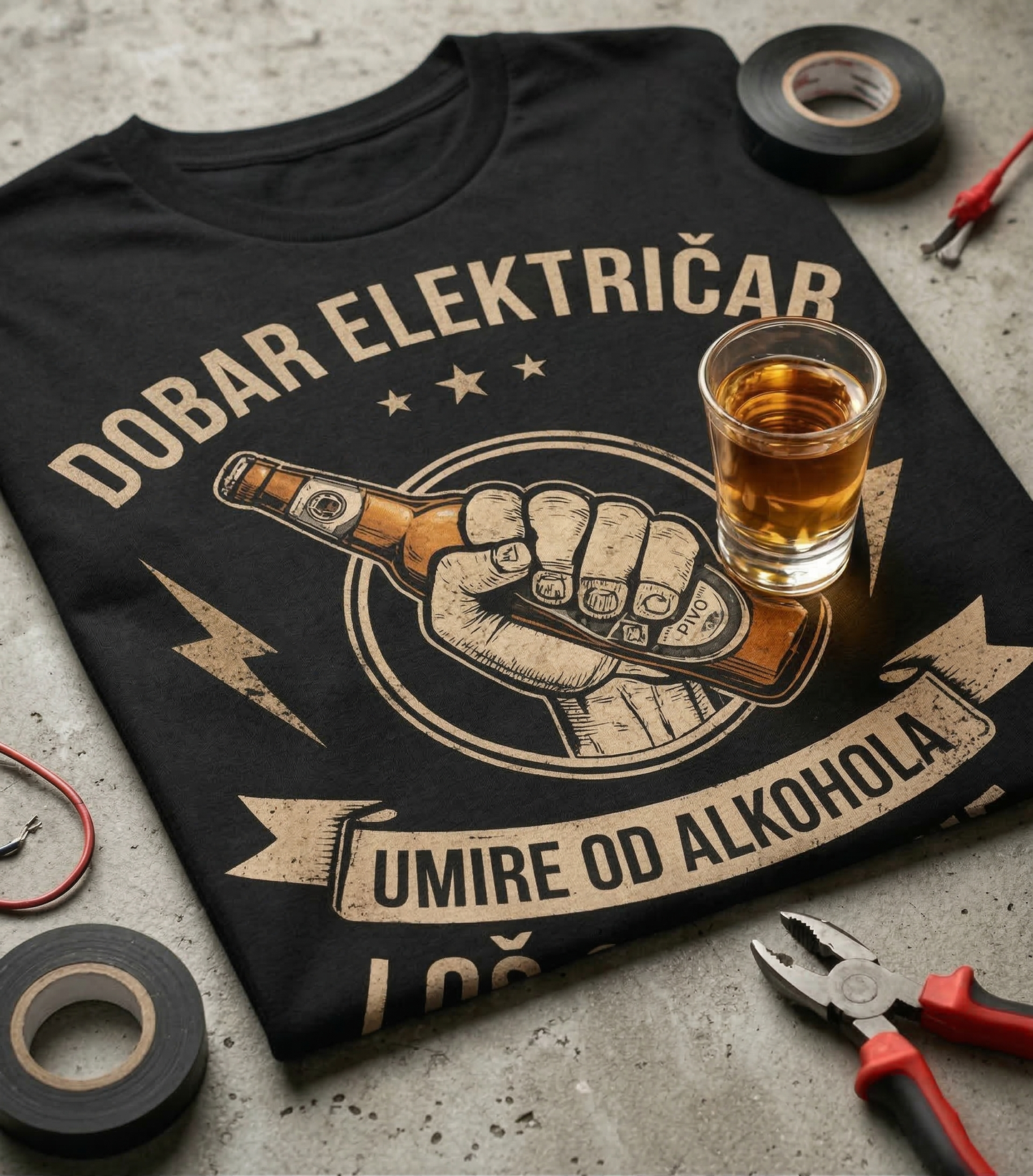 Dobar električar umire od alkohola - majica