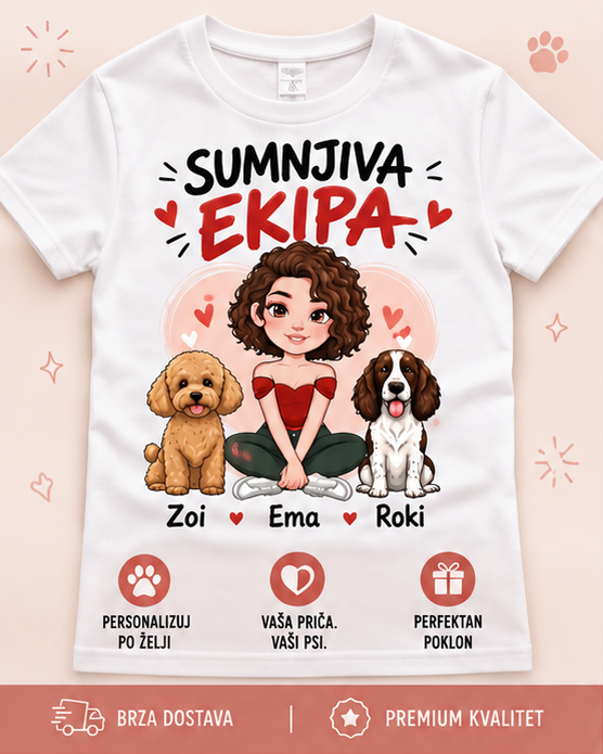 Personalizovana majica - devojka i njeni ljubimci