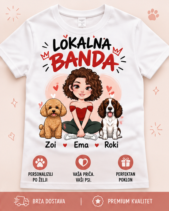 Personalizovana majica - devojka i njeni ljubimci