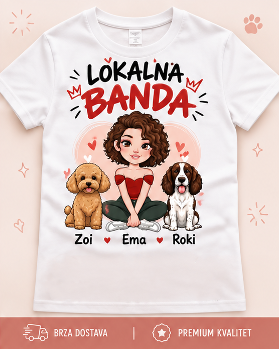 Personalizovana majica - devojka i njeni ljubimci