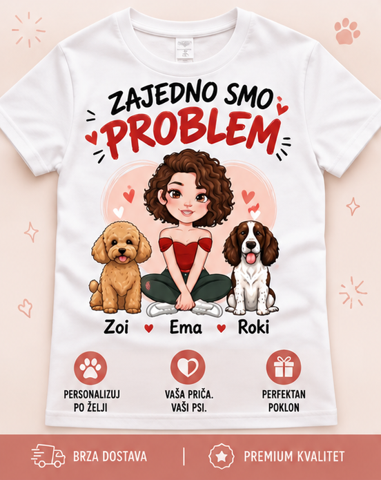Personalizovana majica - devojka i njeni ljubimci