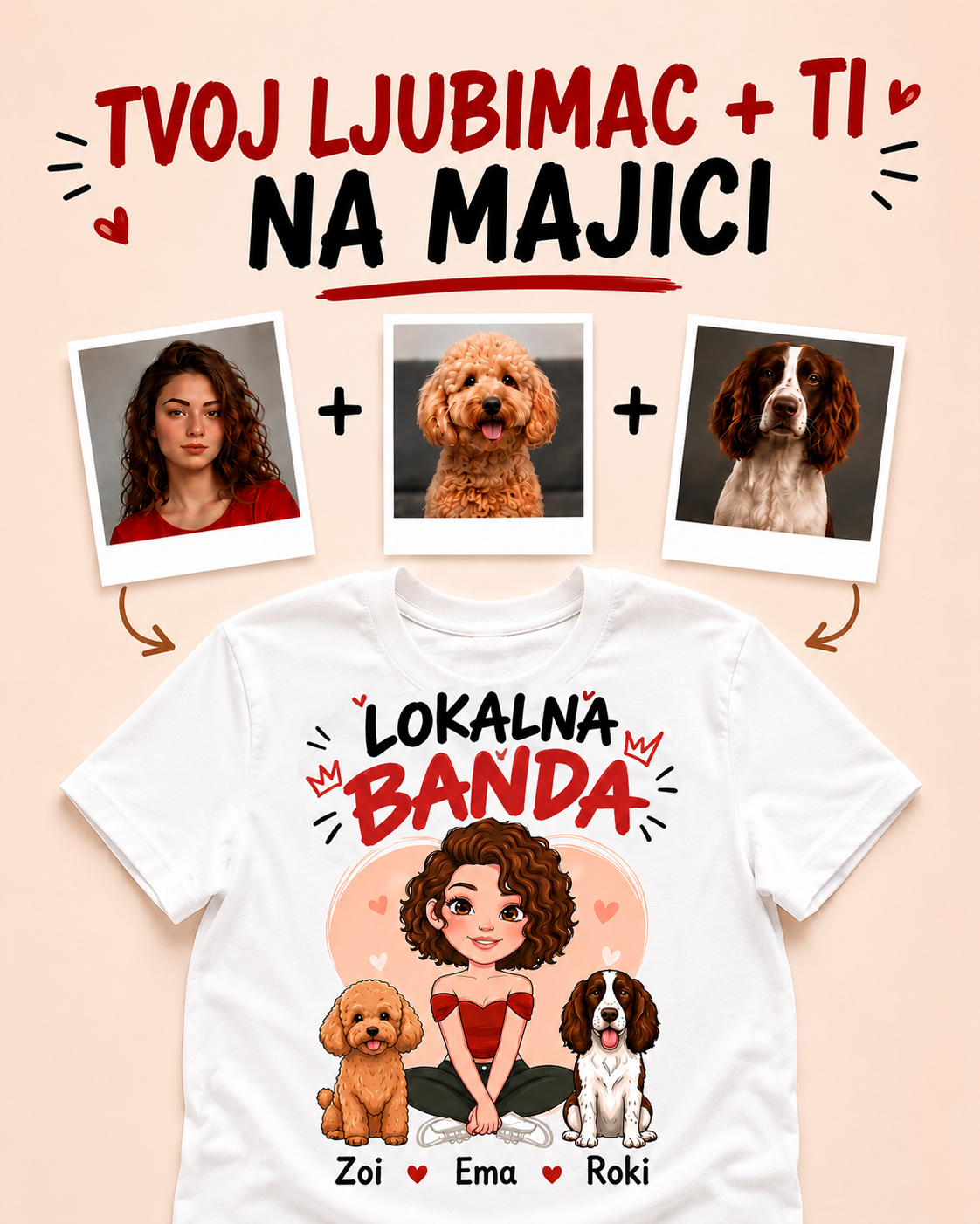 Personalizovana majica - devojka i njeni ljubimci